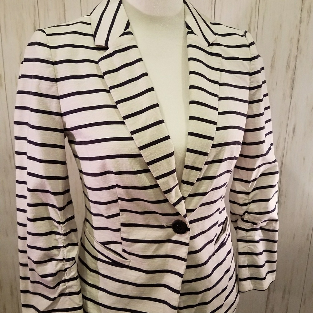 The Limited Striped Navy & White Blazer Jacket